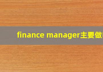 finance manager主要做啥